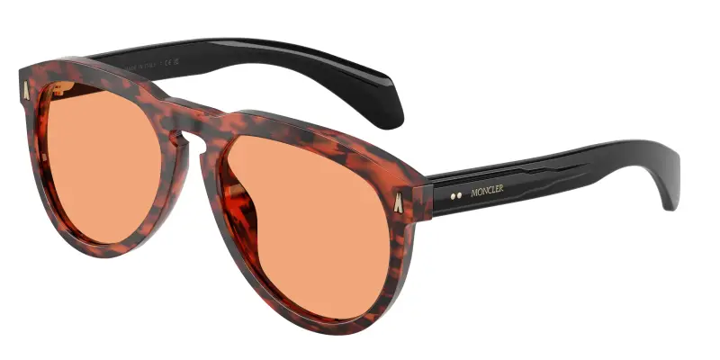 Unisex Moncler ME6020U ISOPLETH 303674 Occhiali da sole Acetato Tartaruga Arancione Pilot Normale