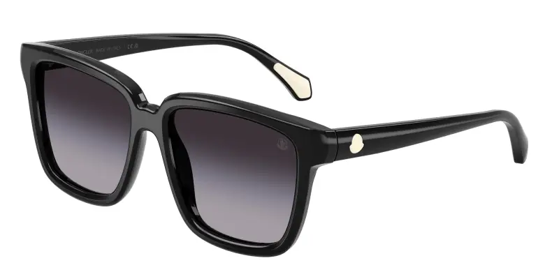 Unisex Moncler ME6026 CLASICO 30018G Occhiali da sole Acetato Nero Grigio Pillow Normale Sfumato