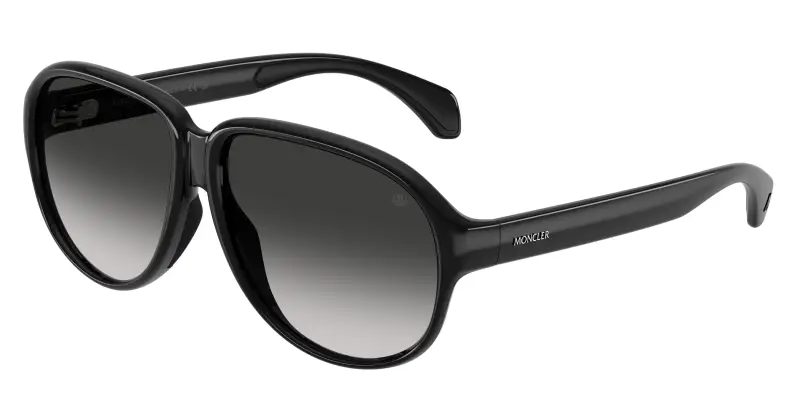 Unisex Moncler ME8001 HALCYONNE 50013C Occhiali da sole Iniettato Nero Grigio Pilot Normale Sfumato