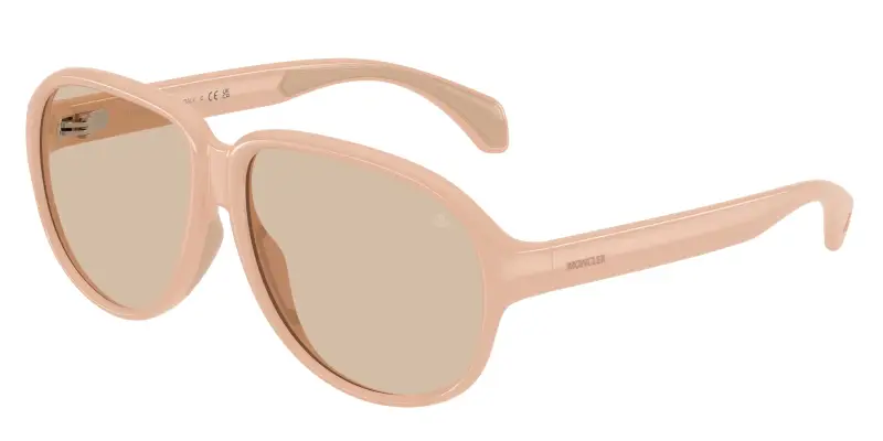 Unisex Moncler ME8001 HALCYONNE 500493 Occhiali da sole Iniettato Rosa Marrone Pilot Normale