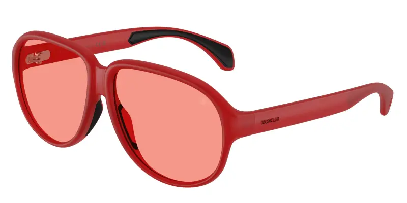 Unisex Moncler ME8001 HALCYONNE 5005F5 Occhiali da sole Iniettato Rosso Rosa Pilot Normale