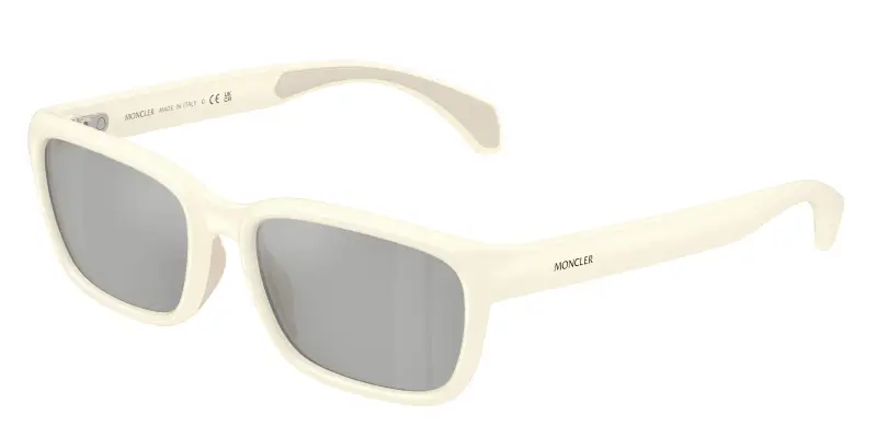 Unisex Moncler ME8002 SLICKA 50028V Occhiali da sole Iniettato Bianco Grigio Pillow Specchiate