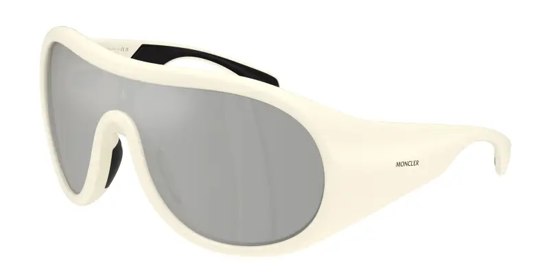 Unisex Moncler ME8004 CLOCHE 50028V Occhiali da sole Iniettato Bianco Grigio Pilot Specchiate