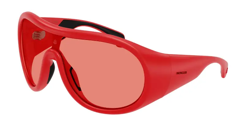 Unisex Moncler ME8004 CLOCHE 501784 Occhiali da sole Iniettato Rosso Rosso Pilot Normale