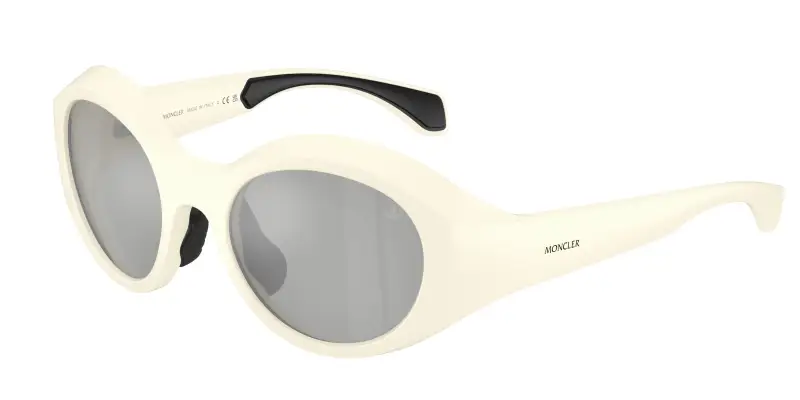 Unisex Moncler ME8005 FUTURO 50028V Occhiali da sole Iniettato Bianco Grigio Rotonda Specchiate