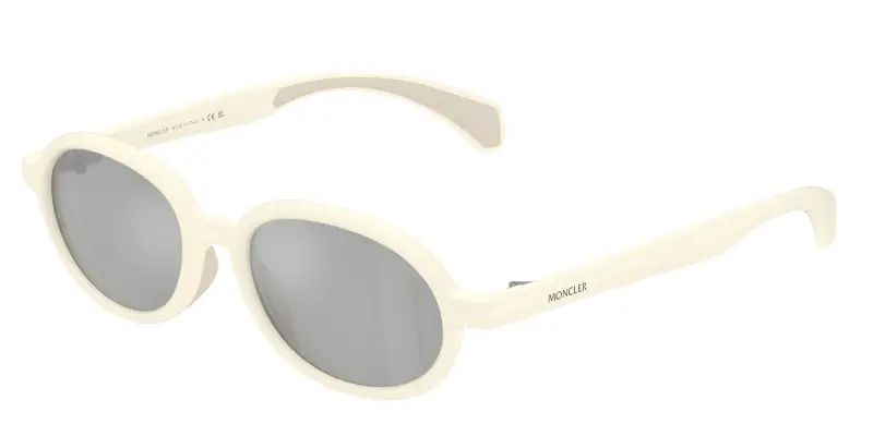 Unisex Moncler ME8006 CAPRICE 50028V Occhiali da sole Iniettato Bianco Grigio Rotonda Specchiate