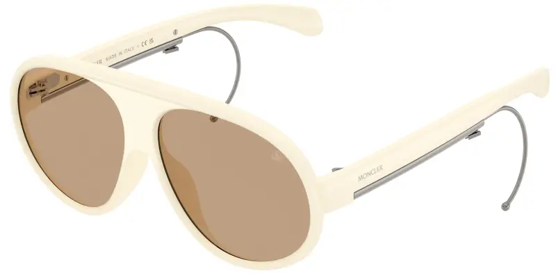 Unisex Moncler ME8007U VANTAJ 500263 Occhiali da sole Iniettato Bianco Marrone Pilot Normale