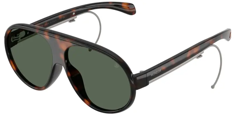 Unisex Moncler ME8007U VANTAJ 502171 Occhiali da sole Iniettato Tartaruga Verde Pilot Normale
