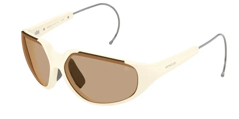 Unisex Moncler ME8008 LASZER 500263 Occhiali da sole Iniettato Bianco Marrone Geometrica Normale