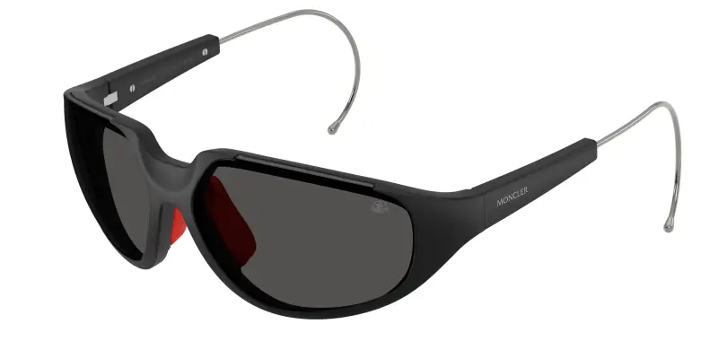 Unisex Moncler ME8008 LASZER 500687 Occhiali da sole Iniettato Nero Grigio Geometrica Normale