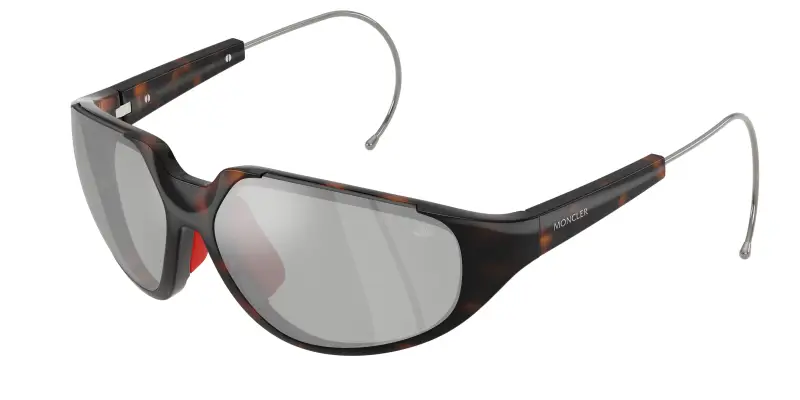 Unisex Moncler ME8008 LASZER 50218V Occhiali da sole Iniettato Tartaruga Argento Geometrica Normale