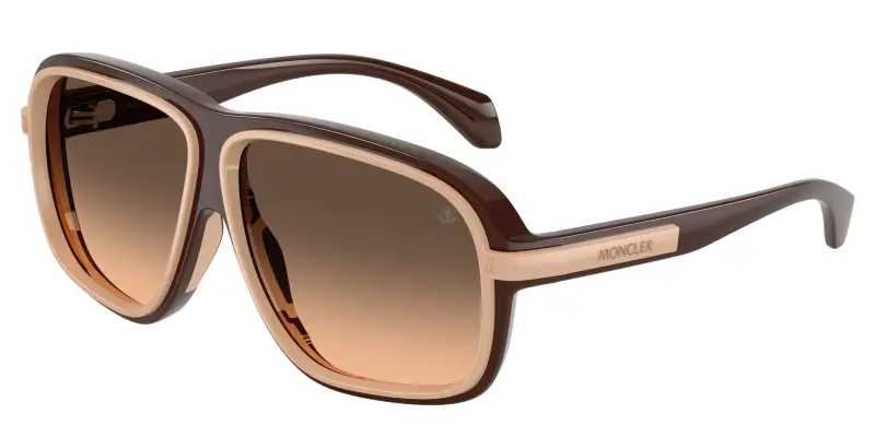 Unisex Moncler ME8011U TWOTONE 5022G9 Occhiali da sole Iniettato Marrone Marrone Squadrata Normale Sfumato