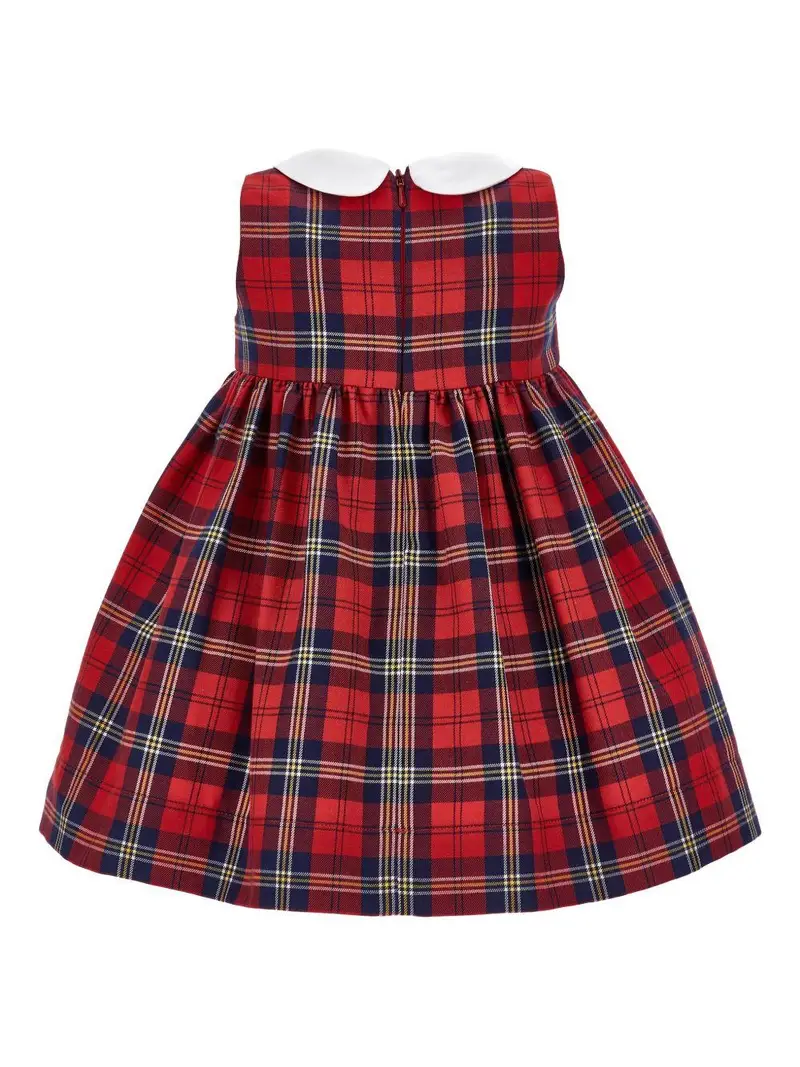 Abito a quadri rubino e blu navy con fiocco miniatura 2