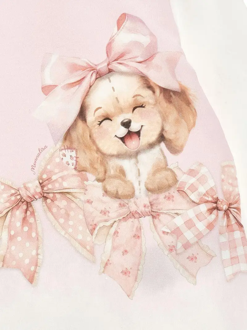 Abito Bianco Maniche Lunghe con Stampa e Chiusura Posteriore miniatura 2