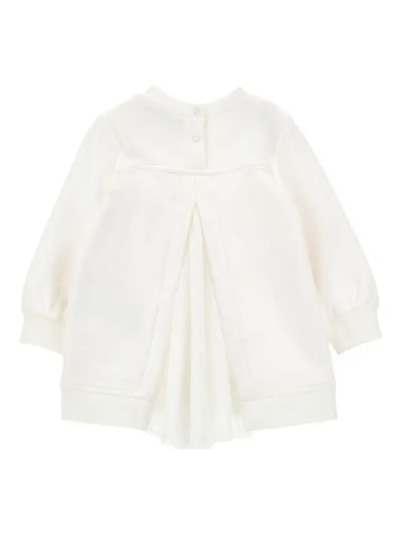 Abito Bianco Maniche Lunghe con Stampa e Chiusura Posteriore miniatura 3