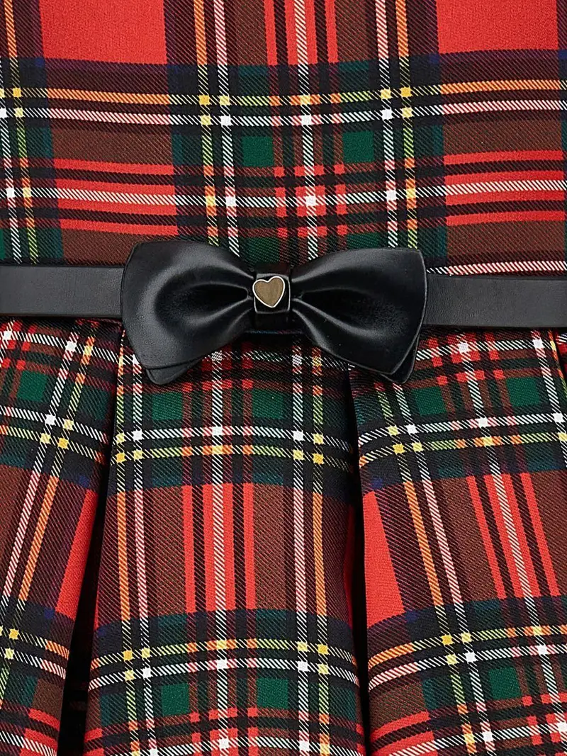 Abito Rosso con Gonna Plissettata miniatura 2