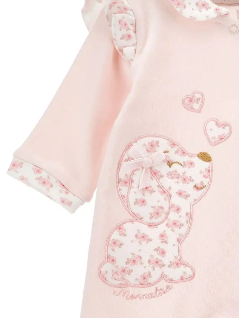 Babygrow rosa ricamato con logo miniatura 2