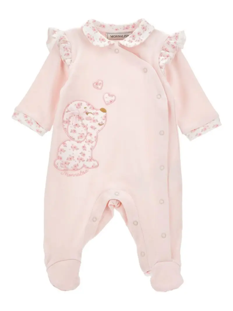 Babygrow rosa ricamato con logo