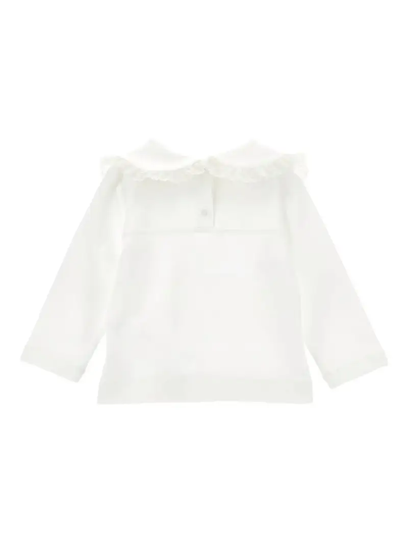 Blusa panna con fiocco e placca logo miniatura 2