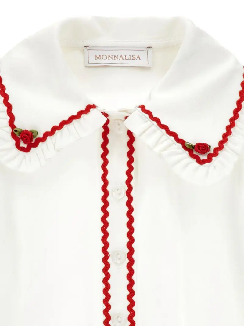 Camicia bianca a maniche lunghe con ricamo floreale Rubino miniatura 2