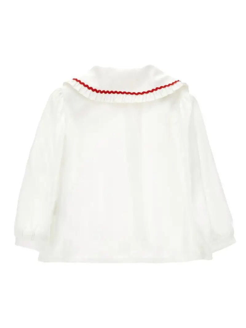 Camicia bianca a maniche lunghe con ricamo floreale Rubino miniatura 3