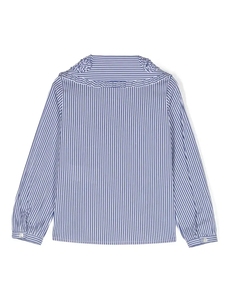 Camicia gessata blu ricami colletto Celeste miniatura 2