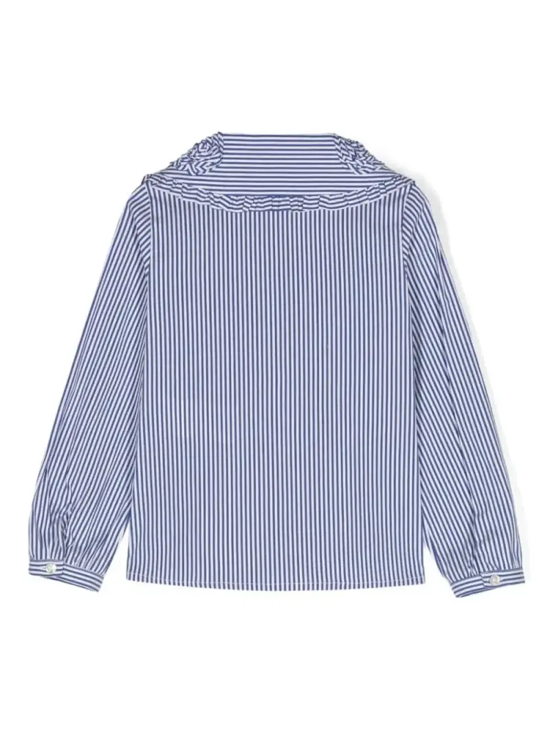 Camicia gessata blu ricami colletto Celeste miniatura 2