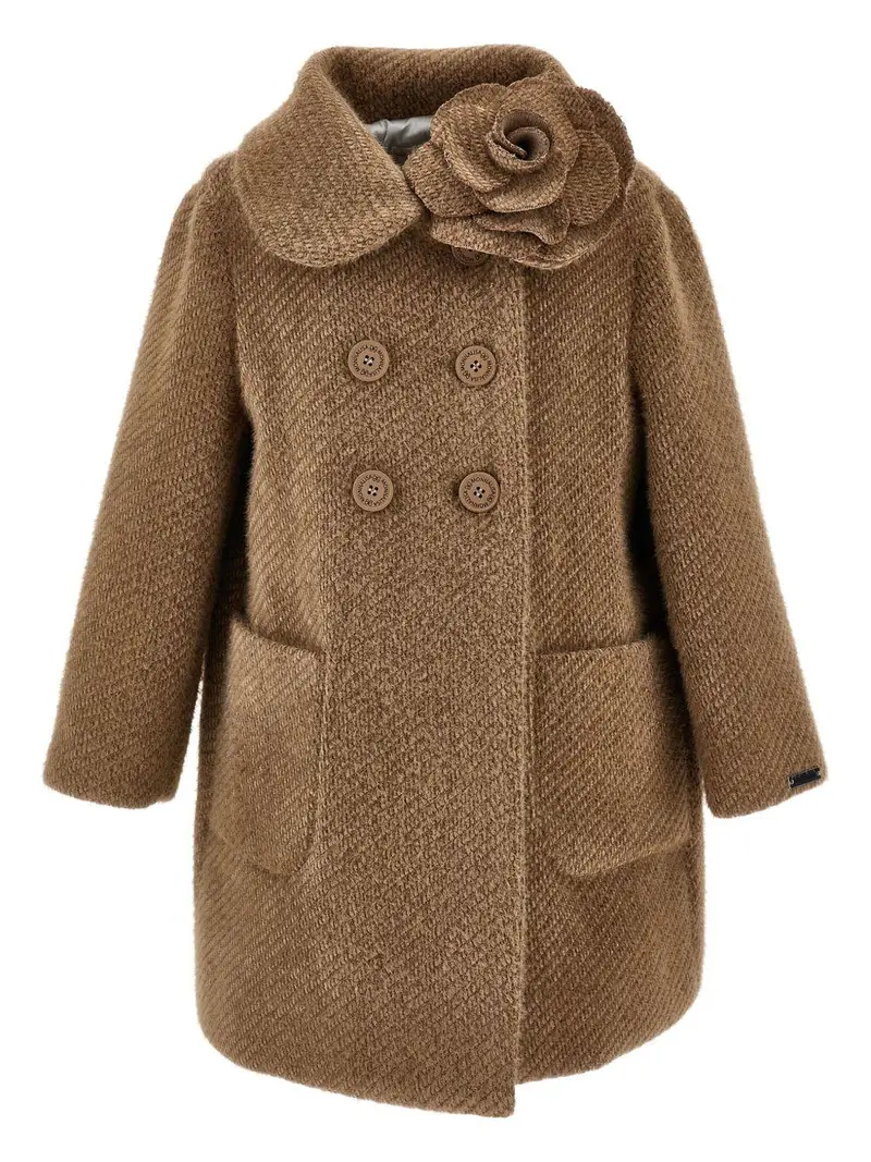Cappotto Marrone con Dettaglio Rosa Taupe