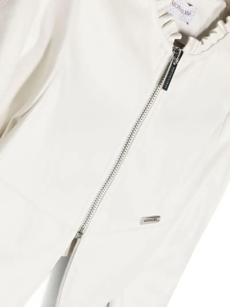 Giacca cropped panna colletto arricciato miniatura 2