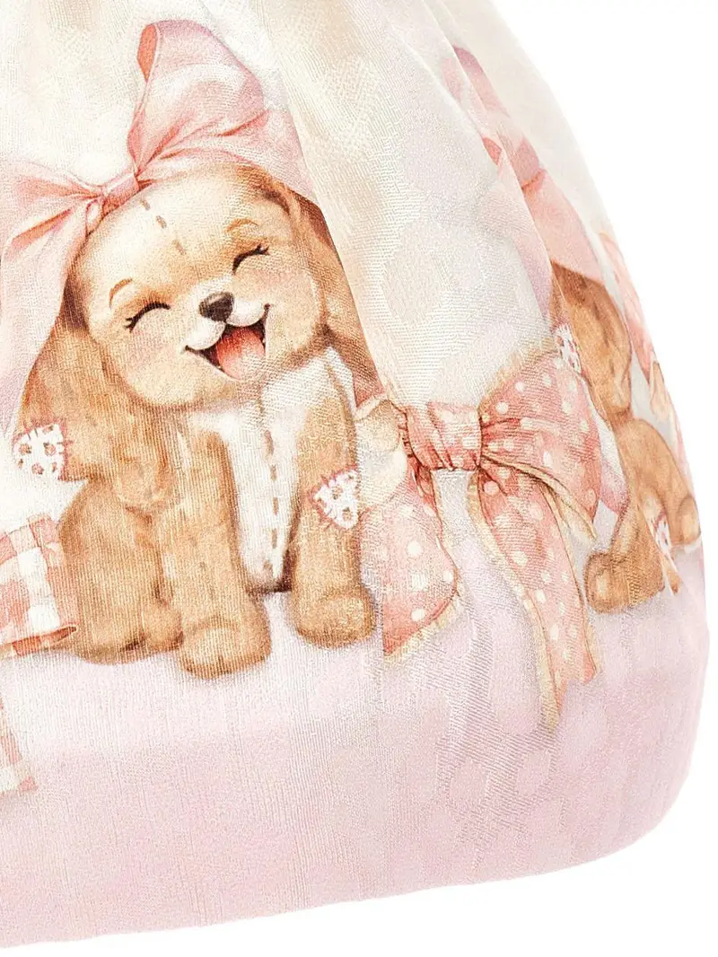 Gonna bianca svasata con stampa grafica e vita elasticizzata Rosa miniatura 2