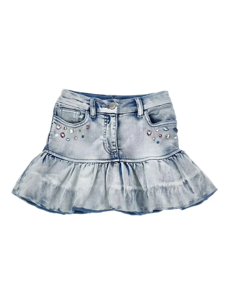 Gonna Denim Azzurra con Ruches eTasche Azzurro