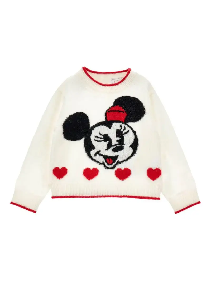 Maglione Bianco con Ricamo Minnie