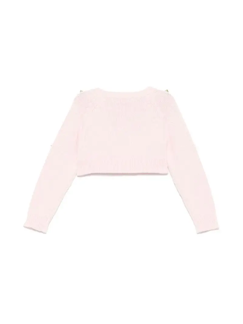 Maglione rosa con applicazione roselline rosa miniatura 2