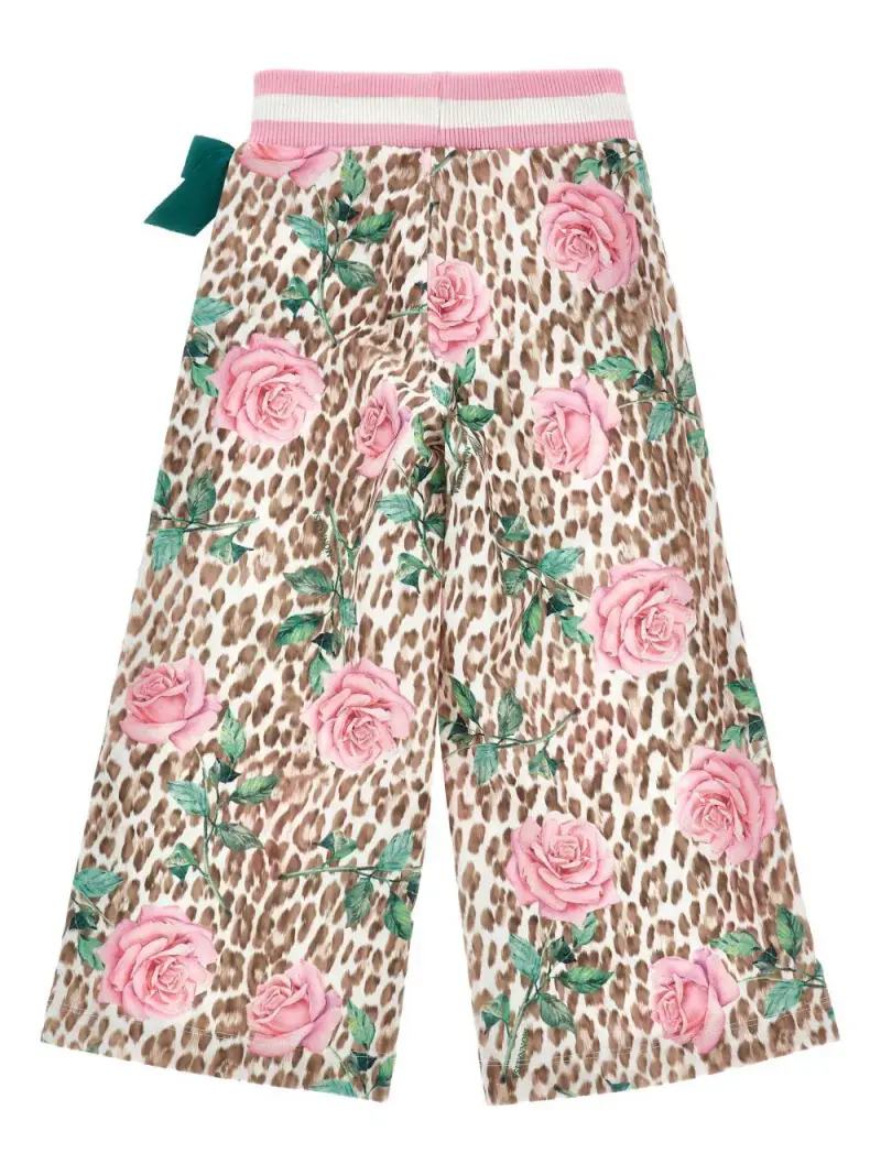 Pantaloni Beige a Gamba Ampia con Stampa miniatura 3