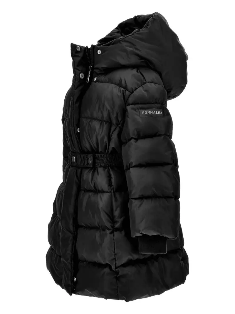 Piumino Lungo Nero con Cintura miniatura 2