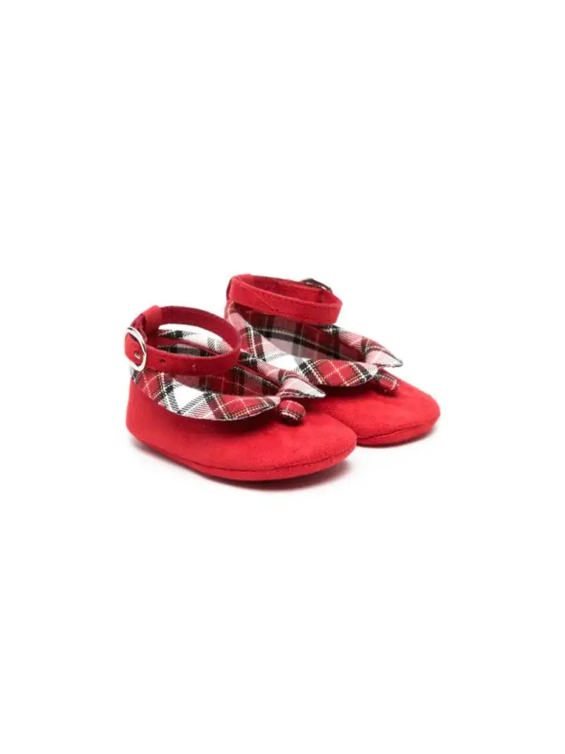 Scarpe rosse tantasia tartan neonata Rosso