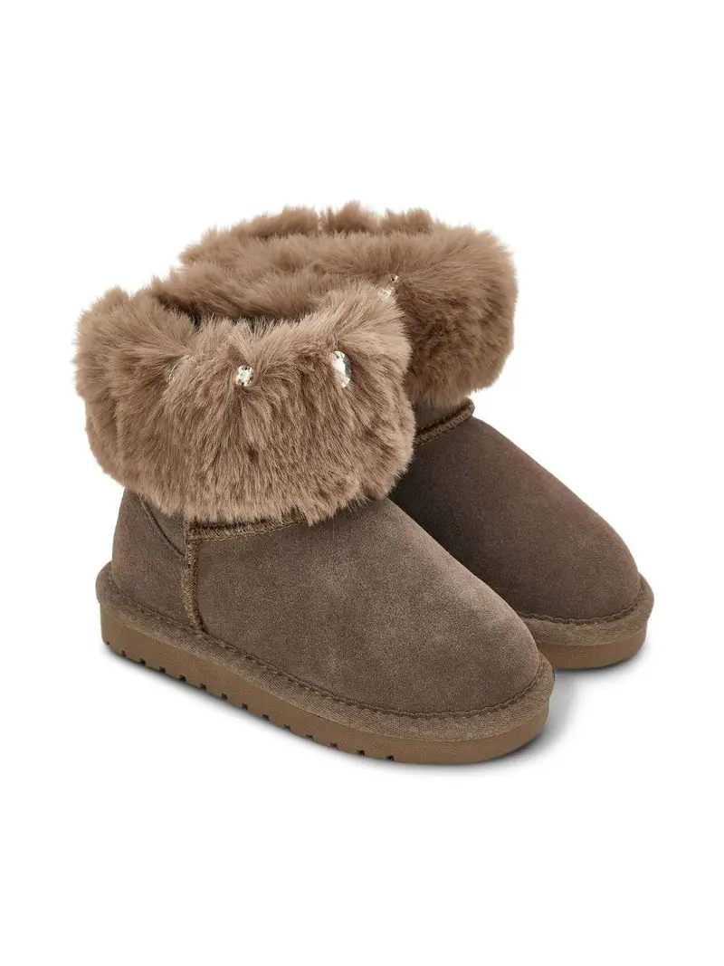 Stivali Marrone con Strass e Punta Tonda