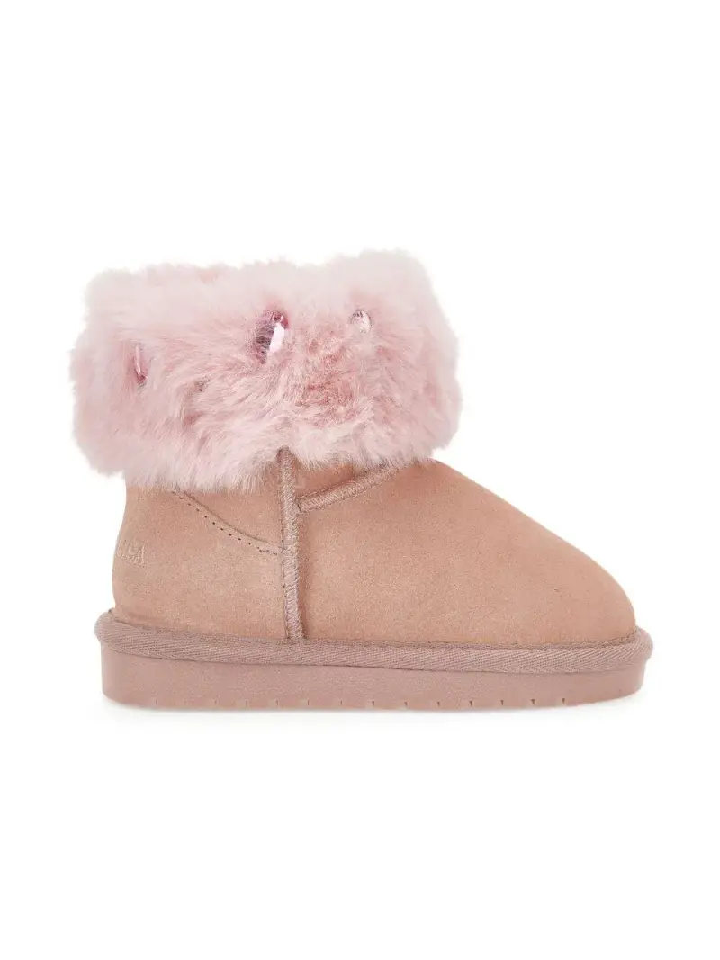 Stivali Marrone con Strass e Punta Tonda Rosa miniatura 3