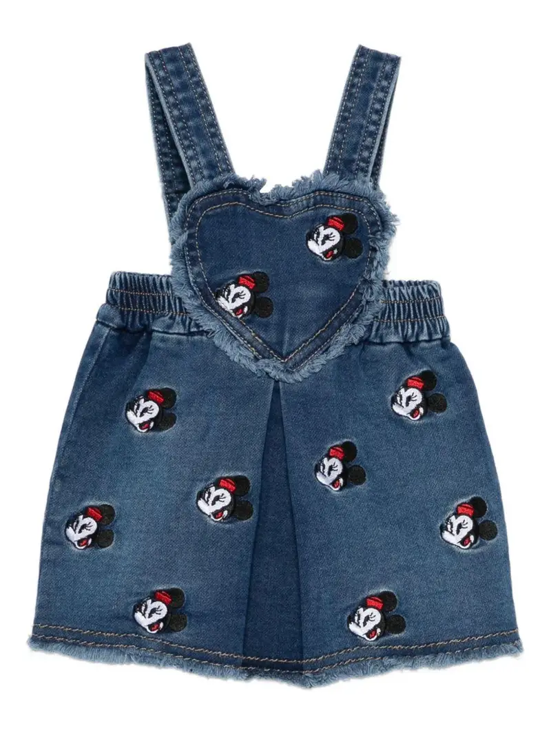 Tutina Denim Blu con Ricamo Mickey Mouse
