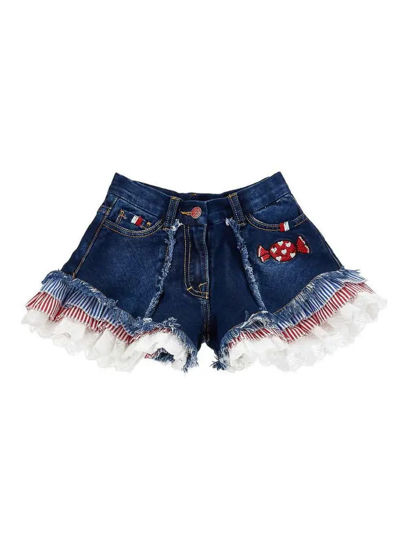 Shorts Con Applicazione Blu