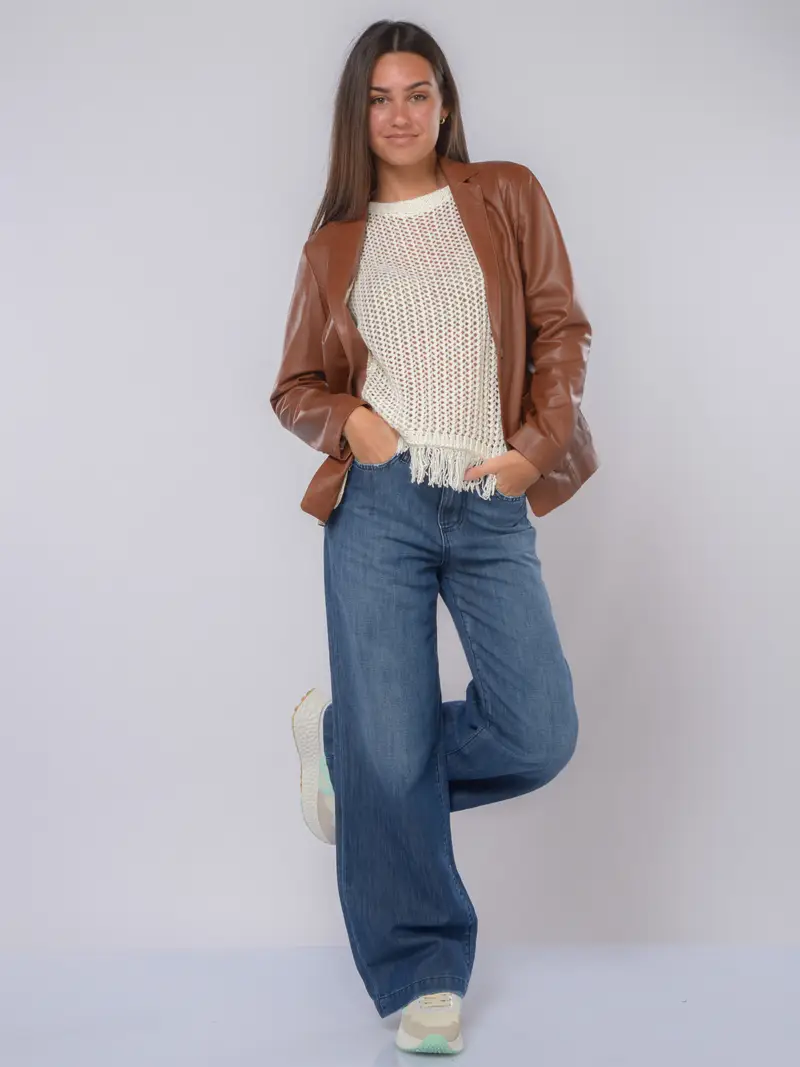 giacca da donna Mono in vera pelle con tasche RAME miniatura 2