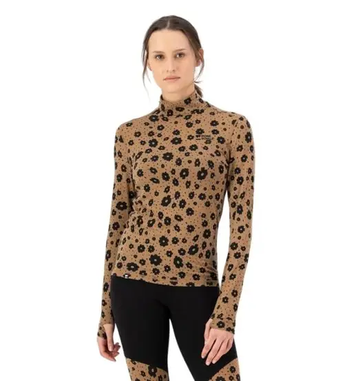 Cascade Merino Moch Neck - maglietta tecnica maniche lunghe - donna Light Brown