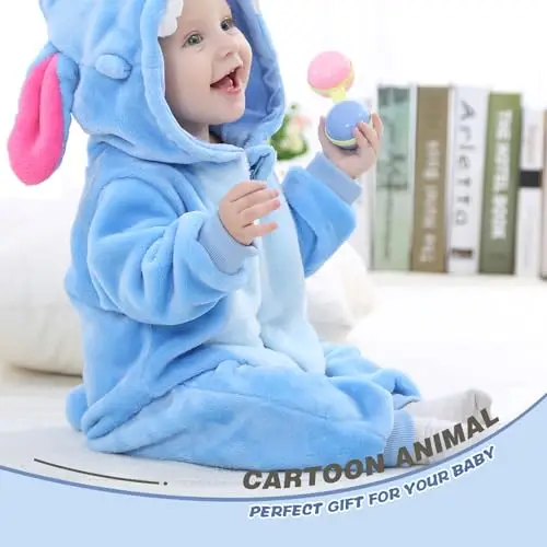 Monstoyo Pagliaccetto Neonato Invernale Costume Neonato, Flanella Unicorno Dinosauro Costume Neonata Sacco Nanna con miniatura 2