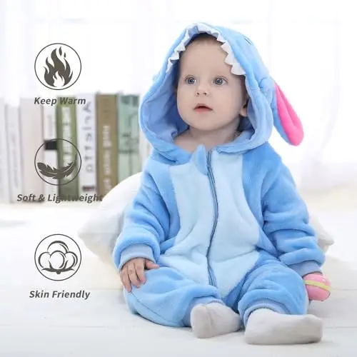 Monstoyo Pagliaccetto Neonato Invernale Costume Neonato, Flanella Unicorno Dinosauro Costume Neonata Sacco Nanna con miniatura 3