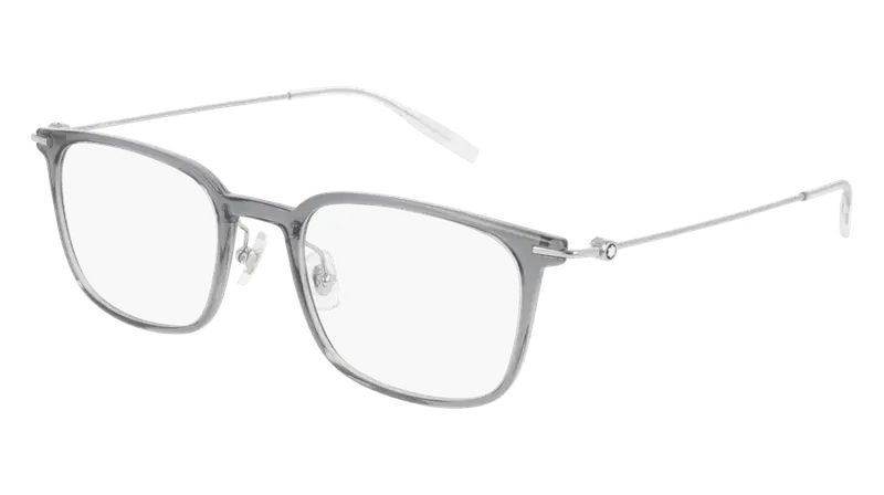 Montblanc Uomo MB0100O 001 Montature da vista Iniettato Grigio Trasparente Squadrata