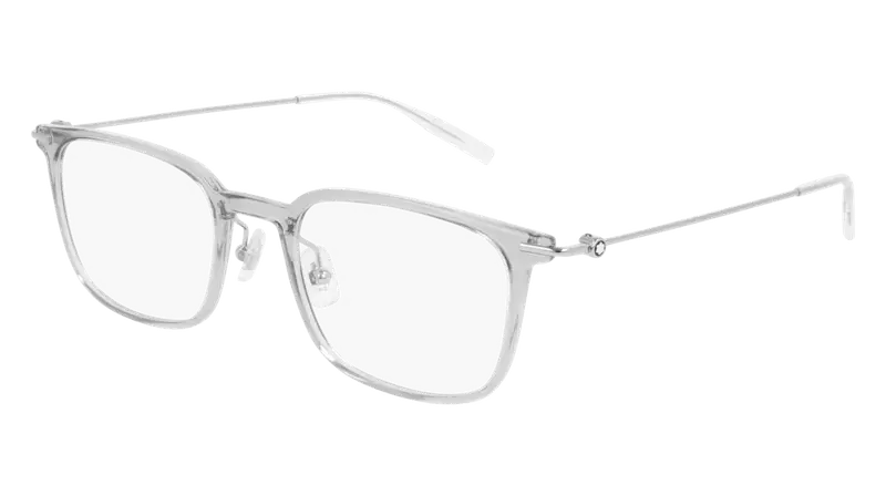 Montblanc Uomo MB0100O 002 Montature da vista Iniettato Grigio Trasparente Squadrata