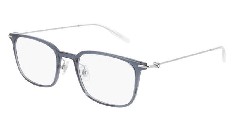 Montblanc Uomo MB0100O 004 Montature da vista Iniettato Blu Trasparente Squadrata