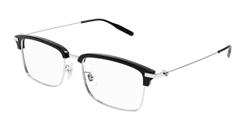 Uomo MB0318OA 001 Montature da vista Acetato Nero Trasparente Rotonda