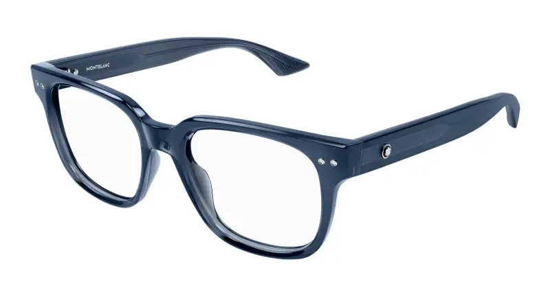 Uomo MB0321O 004 Montature da vista Acetato Blu Trasparente Squadrata