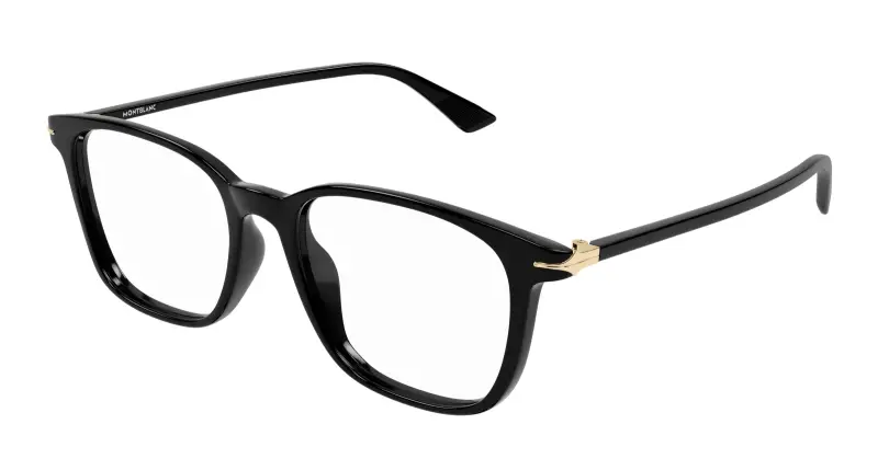 Uomo MB0338O 001 Montature da vista Acetato Nero Trasparente Squadrata